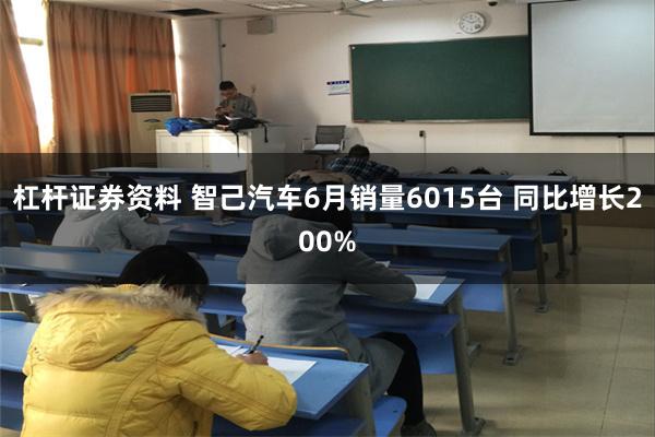 杠杆证券资料 智己汽车6月销量6015台 同比增长200%